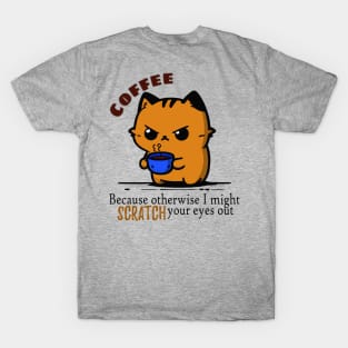 Cute Humorous Coffee Cat T-Shirt | Light T-Shirt